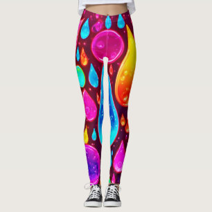 Legging Arte Vibrante de Gotículas de Neon