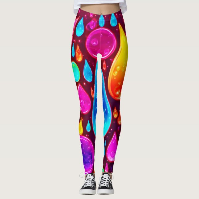 Legging Arte Vibrante de Gotículas de Neon (Frente)