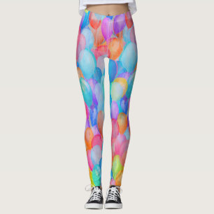 Legging Artes do Arco-Íris: Arte do Balão de Aquarela
