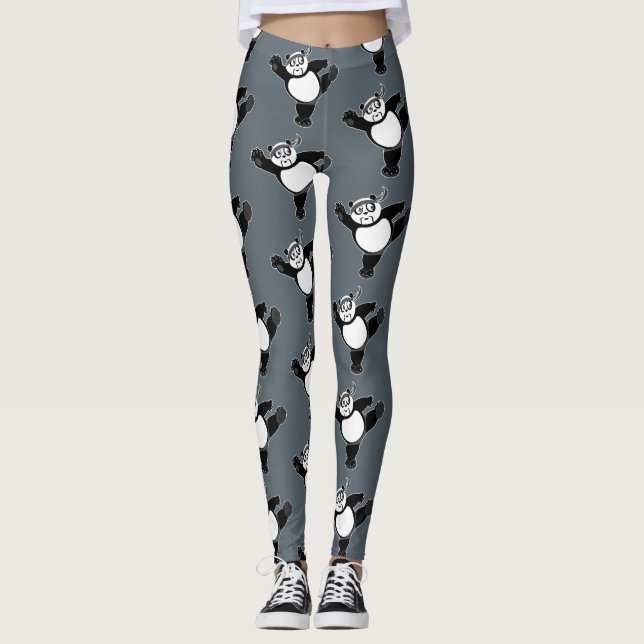 Legging Artes marciais Panda - Cinzas (Frente)
