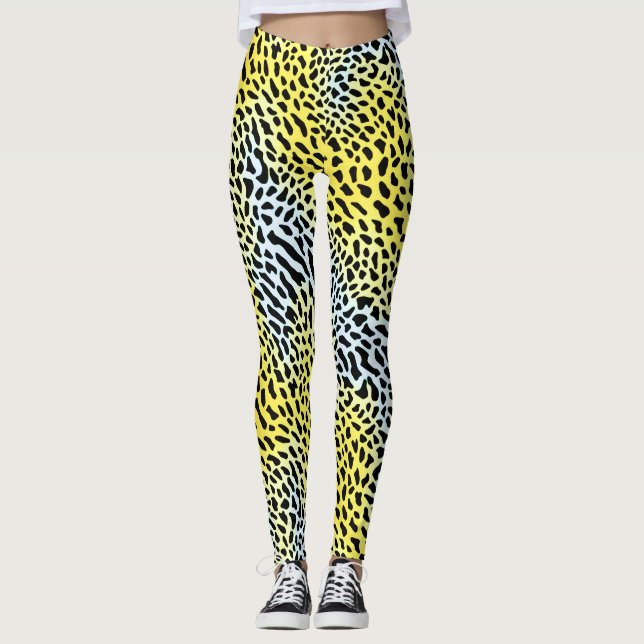 Legging Artesanal Padrão de Leopardo Gradiente Amarelo Abs (Frente)
