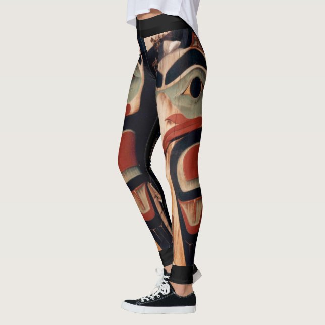 Legging Ártico Alasca Cobra Totem Polo De Madeira Desenhad (Esquerda)