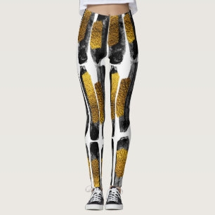 Legging Artista dourado: Abstrato preto e Dourado