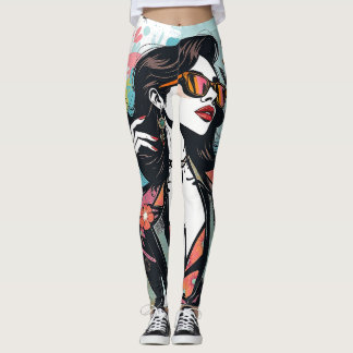 Legging Artistic Abstract Floral-Paint Splatter Yoga Pants