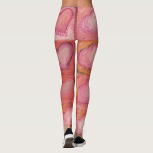 Legging Artística cor-de-rosa Groovy dos corações dos