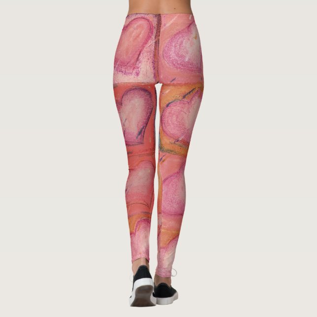 Legging Artística cor-de-rosa Groovy dos corações dos (Verso)