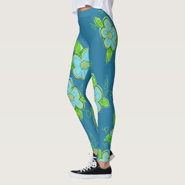 Legging Artsy Blue e Green Floral (Esquerda)