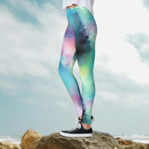 Legging Artsy Colorful Aurora Borealis Lights Watercolor