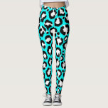 Legging Artsy Modern Cyan Blue Leopard Animal Print<br><div class="desc">Artsy, moderno, moderno, moderno, e padrão de impressão de animais leopardo desenhado a preto e branco, giro, num fundo azul ciano. ***NOTA DE DESIGN IMPORTANTE: Para qualquer solicitação de design personalizada, como solicitações de correspondência de produtos, alterações de cor, mudanças de posicionamento ou qualquer outra solicitação de alteração, clique no...</div>