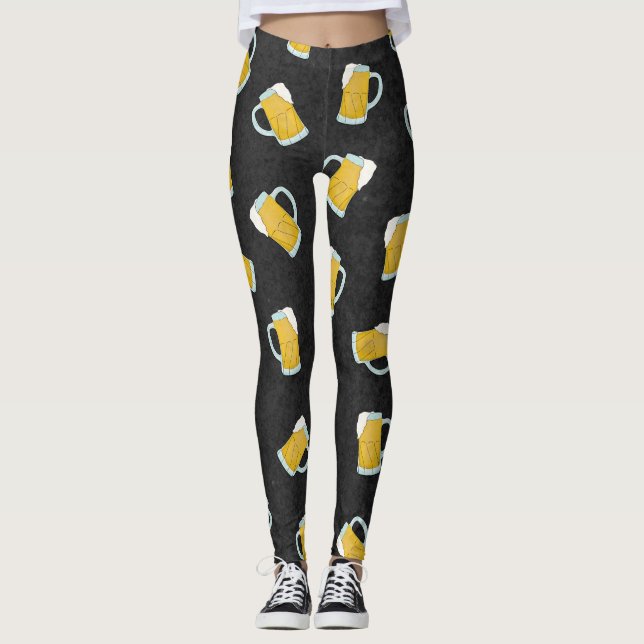 Legging Artsy Modern Yellow Watercolor Beer Canecas de cer (Frente)