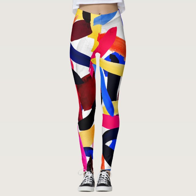 Legging Artsy Vibrant Arte Colorida de Explosão (Frente)