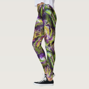Legging Arty Verde limão rosa púrpura Pinta preta