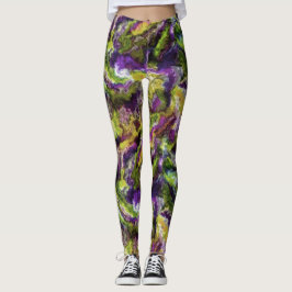 Legging Arty Verde limão rosa púrpura Pinta preta