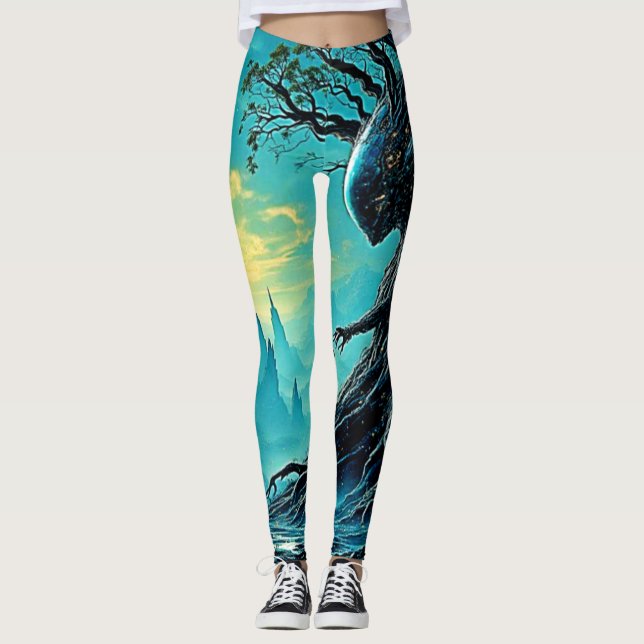 Legging Árvore Cósmica da Fantasia da Vida (Frente)