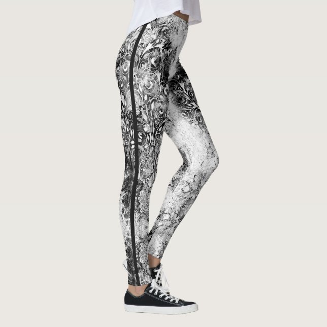 Legging Árvore da Vida - Folhas em Espiral Estilo Grunge 1 (Direita)