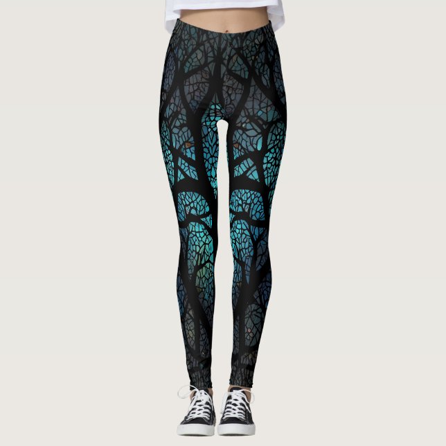 Legging Árvore da Vida - Mosaico da Floresta Mística (Frente)