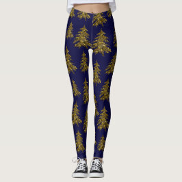 Legging Árvore de Natal cintilante em azul