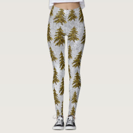 Legging Árvore de Natal cintilante em papel de abstrato