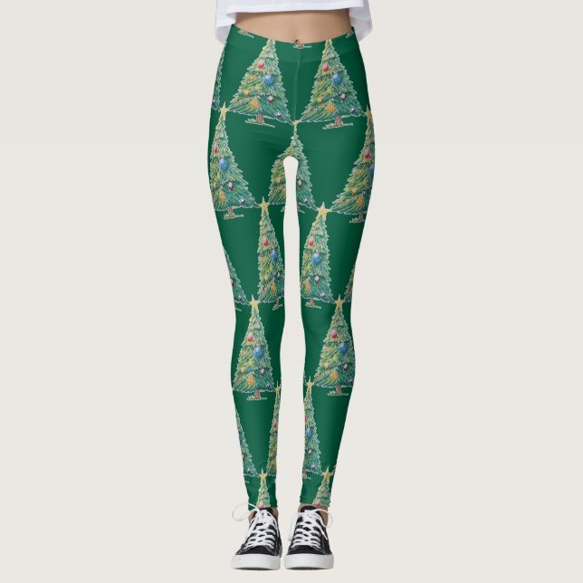 Legging Árvore de Natal Colorida (Frente)