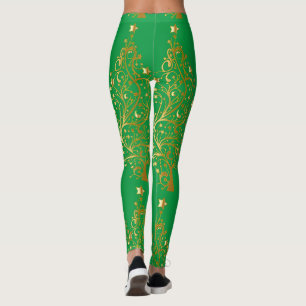Legging Árvore de Natal Dourada do rico Thunder_Cove