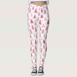 Legging Árvore de Natal rosa