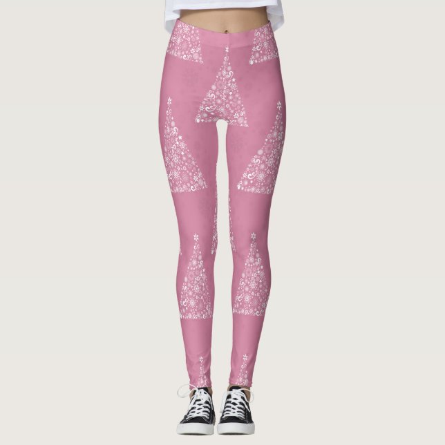 Legging árvore de natal rosa (Frente)