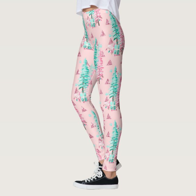 Legging Árvore de Natal Rosa Aqua Festiva (Esquerda)