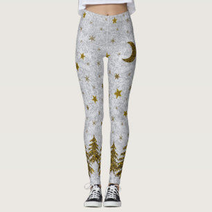 Legging Árvore de Natal Sparkly, estrelas no papel