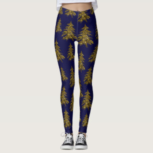 Legging Árvore de Natal Sparkly no azul