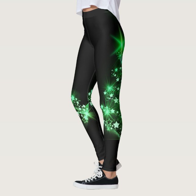 Legging Árvore de Natal verde no preto (Esquerda)