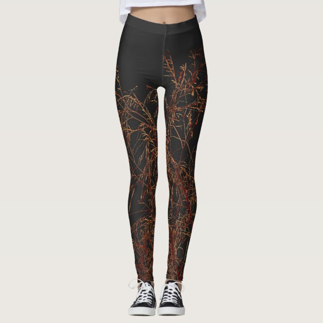 Legging Árvore de Ouro de carvão negro Céu (Frente)