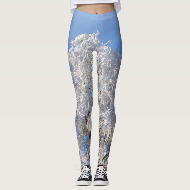 Legging Árvore e ramificação da Frost de inverno clássica (Frente)