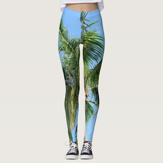 Legging Árvore Palm de Verão #2 #tropical #wall #art (Frente)