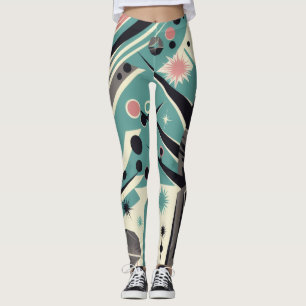 Legging Árvore Petrificada Atômica Geometria Retro