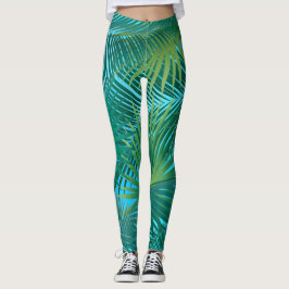 Legging Árvore Tropical de Palma Deixa a selva verde