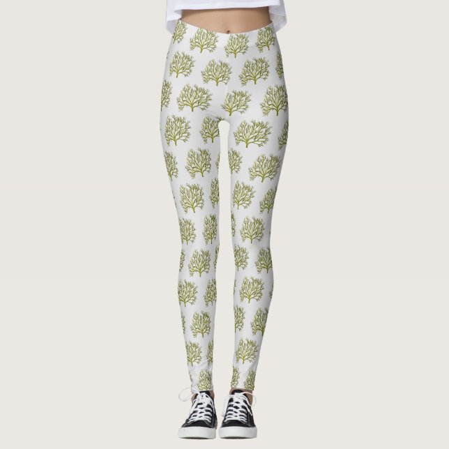 Legging Árvore verde aquarela (Frente)