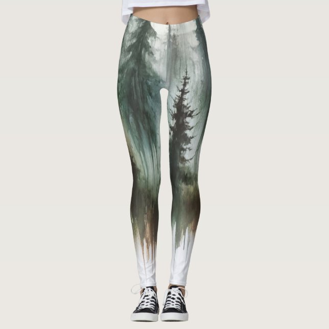 Legging Árvores Aquarela Rusticidade Selvagem (Frente)