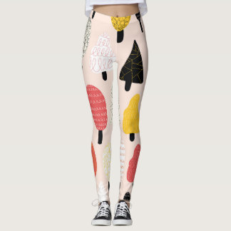 Legging Árvores de Doodle: Vintage, Natureza Abstrato.