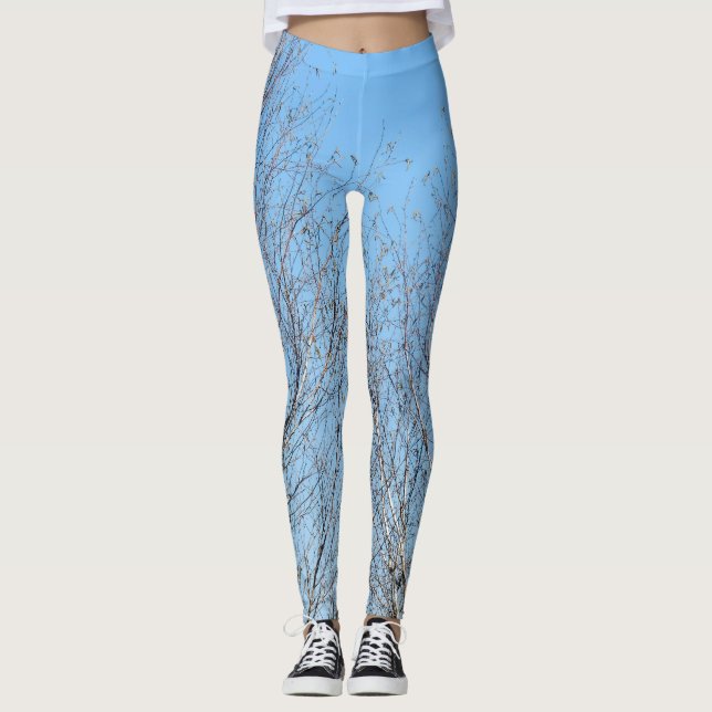 Legging Árvores de inverno contra o céu azul (Frente)