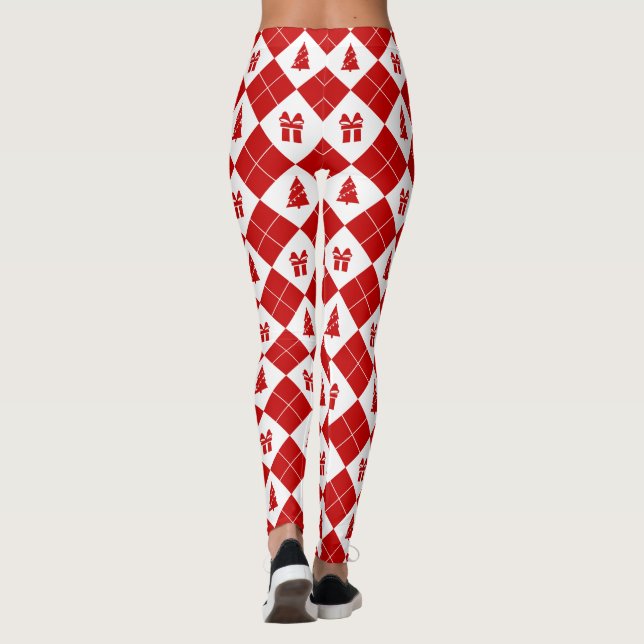 Legging Árvores de Natal com Padrão de Caixas de Presente (Verso)