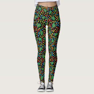 Legging Árvores de Natal e caneleiras Funky das bolinhas