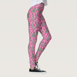 Legging Árvores de Natal em Rosa Quente