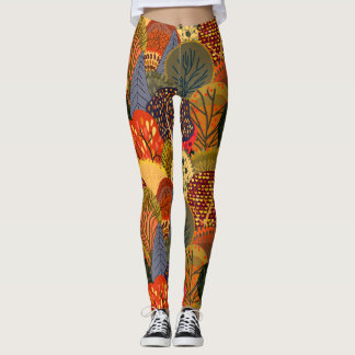 Legging Árvores de outono estilizadas, padrão de floresta
