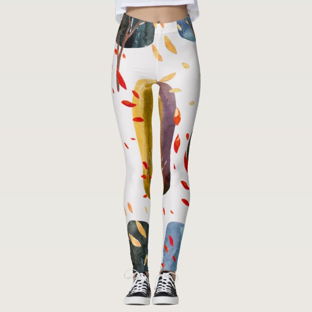 Legging Árvores do outono: Cores d'água pintadas à mão (Frente)