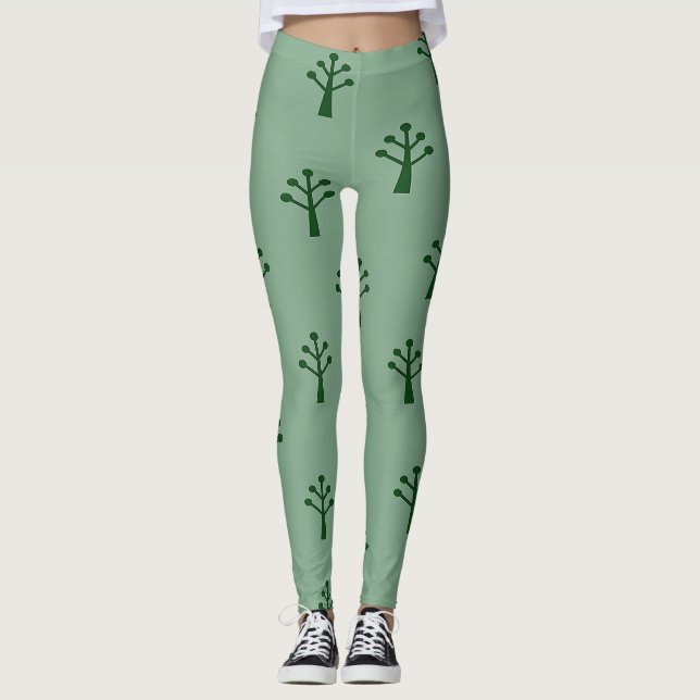Legging Árvores Minimalistas Verdes (Frente)