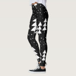 Legging Árvores Negras e Brancas de Natal Escandinavo Boni<br><div class="desc">Leggings das árvores brancas e pretas do Natal Escandinavo</div>