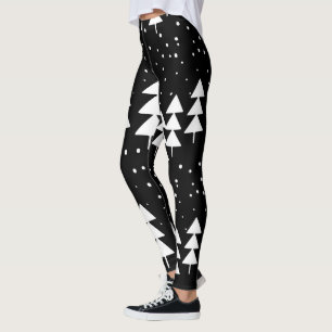 Legging Árvores Negras e Brancas de Natal Escandinavo Boni