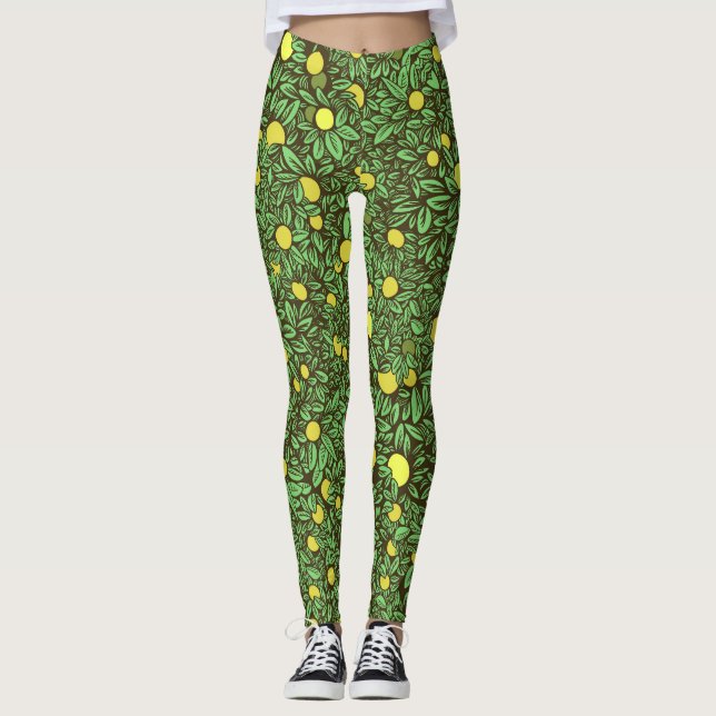Legging Árvores Ricas de Jardim da Fruta Verde (Frente)