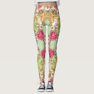 Legging As caneleiras barrocos florais das mulheres