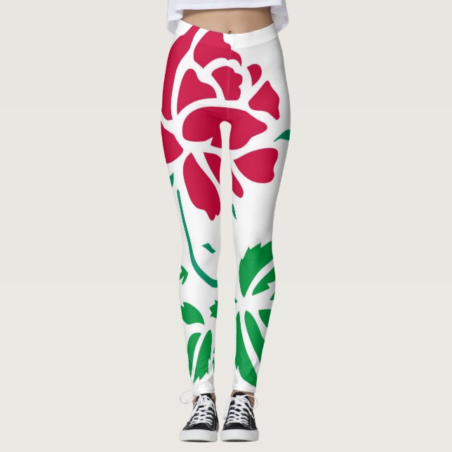 Legging As caneleiras das mulheres da rosa vermelha (Frente)